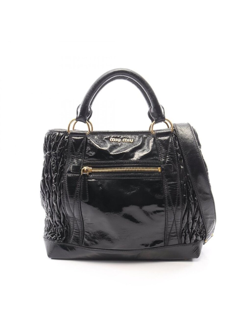 Miu Miu Handbag Matelasse 2-Way Black Leather